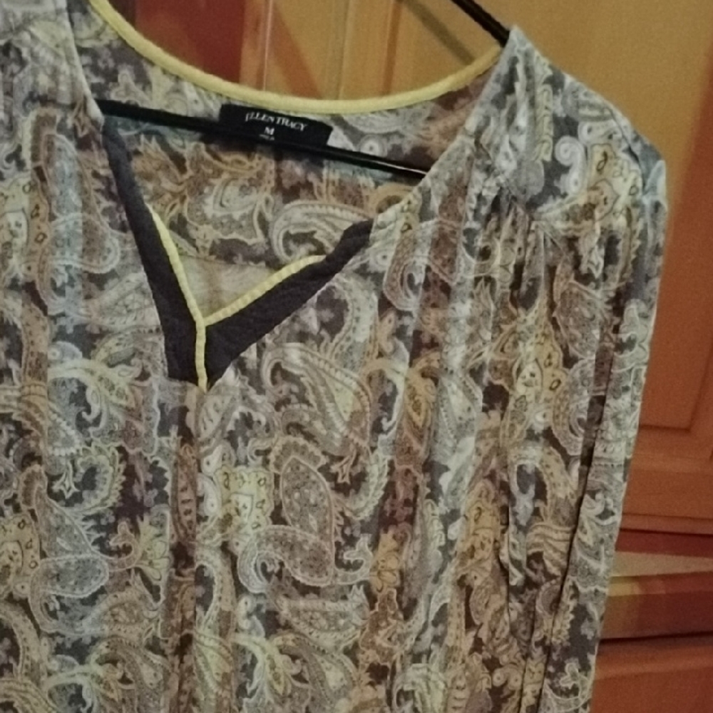 Ellen Tracy Women's Paisley Blouse - Brown and Cream